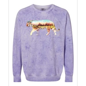 Adventurous Tiger Wilderness Graphic Colorblast Crewneck Sweatshirt