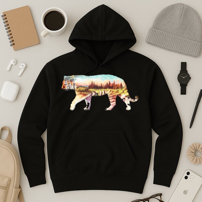 Adventurous Tiger Wilderness Graphic Hoodie