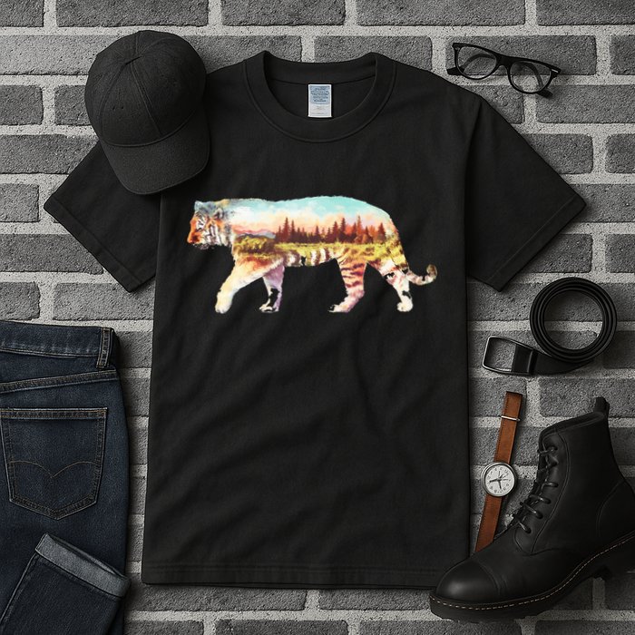 Adventurous Tiger Wilderness Graphic Tall T-Shirt