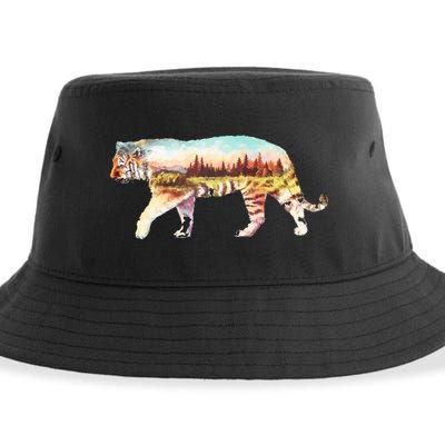Adventurous Tiger Wilderness Graphic Sustainable Bucket Hat