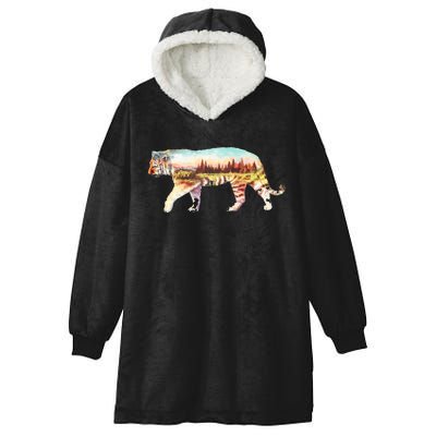 Adventurous Tiger Wilderness Graphic Hooded Wearable Blanket