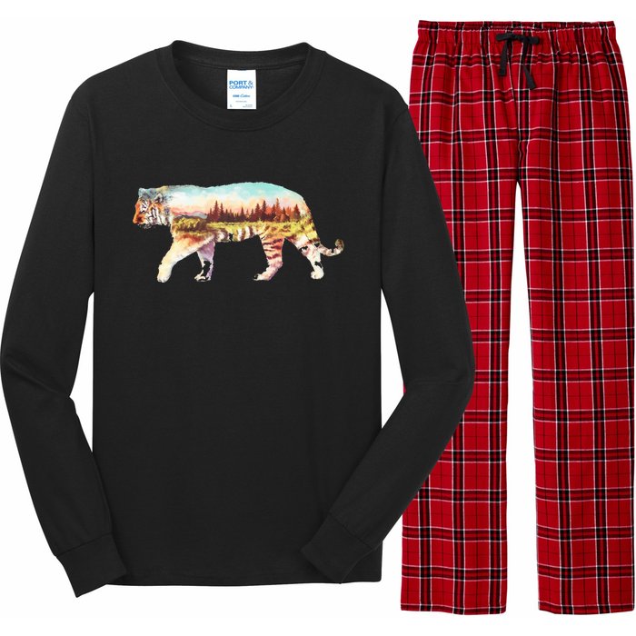 Adventurous Tiger Wilderness Graphic Long Sleeve Pajama Set