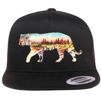 Adventurous Tiger Wilderness Graphic Flat Bill Trucker Hat