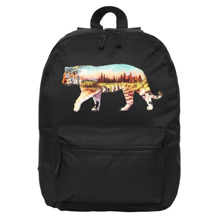 Adventurous Tiger Wilderness Graphic 16 in Basic Backpack