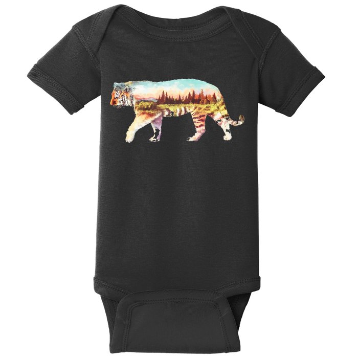 Adventurous Tiger Wilderness Graphic Baby Bodysuit