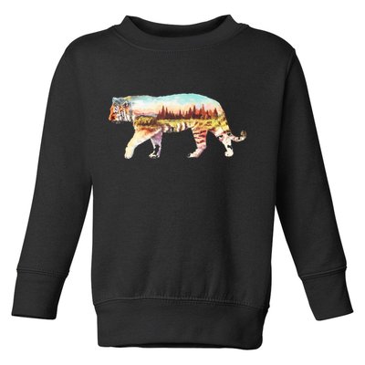 Adventurous Tiger Wilderness Graphic Toddler Sweatshirt