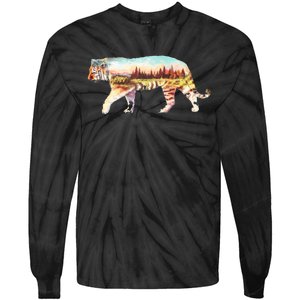 Adventurous Tiger Wilderness Graphic Tie-Dye Long Sleeve Shirt