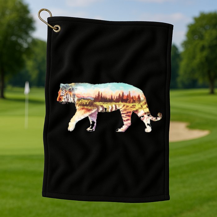 Adventurous Tiger Wilderness Graphic Golf Towel