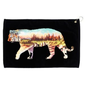 Adventurous Tiger Wilderness Graphic Grommeted Golf Towel