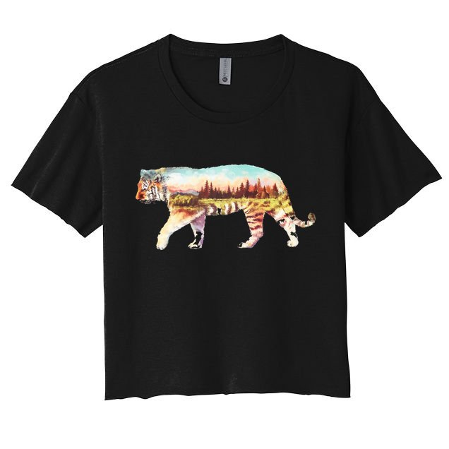 Adventurous Tiger Wilderness Graphic Crop Top