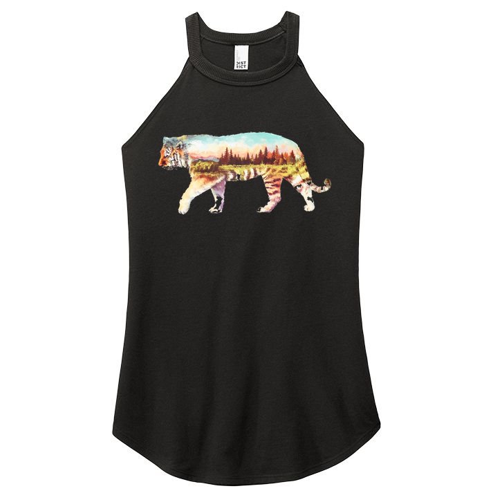Adventurous Tiger Wilderness Graphic Women's Perfect Tri Rocker Tank