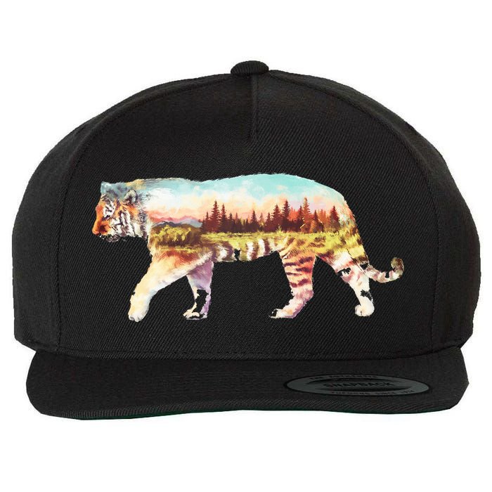 Adventurous Tiger Wilderness Graphic Wool Snapback Cap