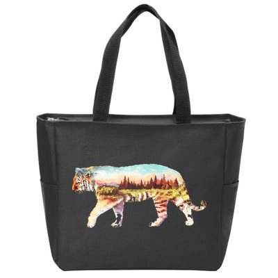 Adventurous Tiger Wilderness Graphic Zip Tote Bag