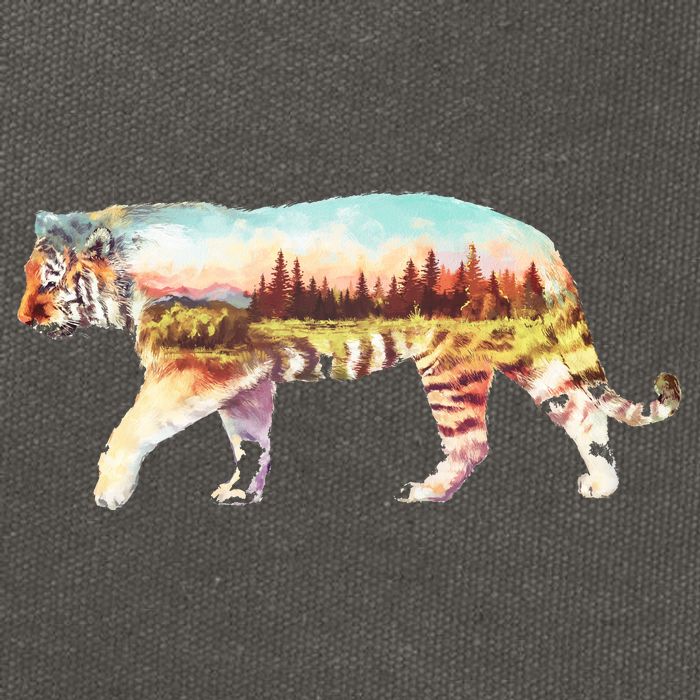 Adventurous Tiger Wilderness Graphic Cotton Canvas Backpack
