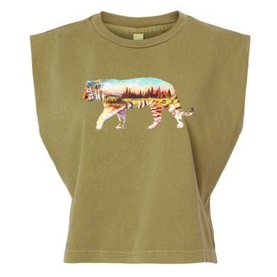 Adventurous Tiger Wilderness Graphic Garment-Dyed Women's Muscle Tee