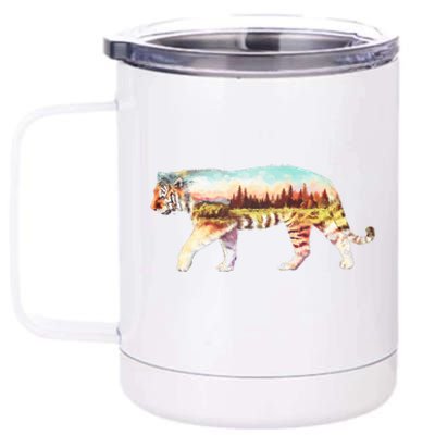 Adventurous Tiger Wilderness Graphic 12 oz Stainless Steel Tumbler Cup