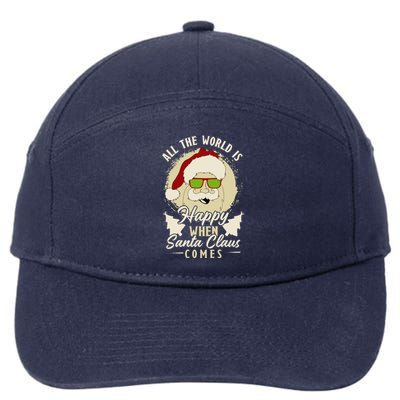 All The World Is Happy When Santa Claus Comes Gift 7-Panel Snapback Hat