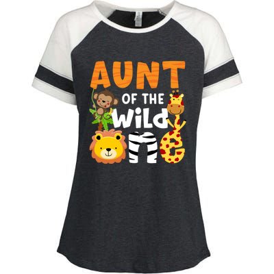 Aunt The Wild One Zoo Birthday Safari Jungle Animals Party Gift Enza Ladies Jersey Colorblock Tee