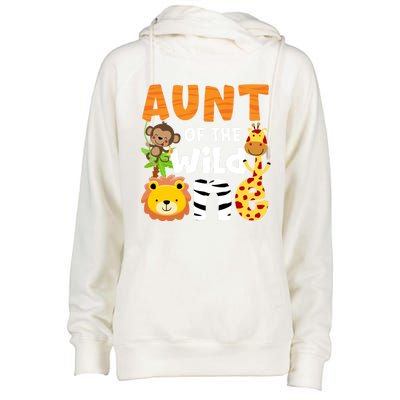 Aunt The Wild One Zoo Birthday Safari Jungle Animals Party Gift Womens Funnel Neck Pullover Hood