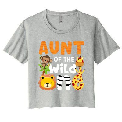 Aunt The Wild One Zoo Birthday Safari Jungle Animals Party Gift Women's Crop Top Tee