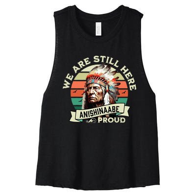 Anishinaabe Tribe We Are Here Native Indian  Women's Racerback Cropped Tank