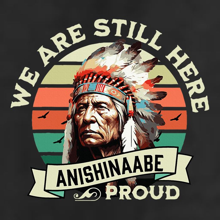 Anishinaabe Tribe We Are Here Native Indian  7 Panel Mesh Trucker Snapback Hat