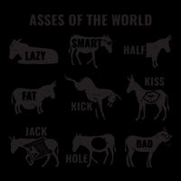 Asses The World Funny Lazy Smart Half Fat Kick Kick Donkey Flexfit Unipanel Trucker Cap