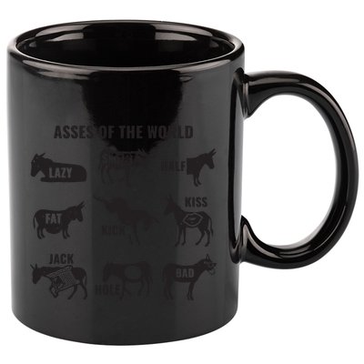 Asses The World Funny Lazy Smart Half Fat Kick Kick Donkey 11oz C Handle Ceramic Mug
