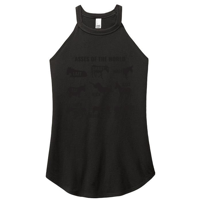 Asses The World Funny Lazy Smart Half Fat Kick Kick Donkey Women's Perfect Tri Rocker Tank