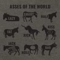 Asses The World Funny Lazy Smart Half Fat Kick Kick Donkey Cotton Canvas Backpack