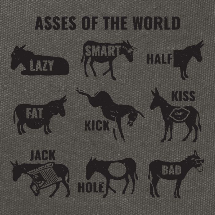 Asses The World Funny Lazy Smart Half Fat Kick Kick Donkey Cotton Canvas Backpack