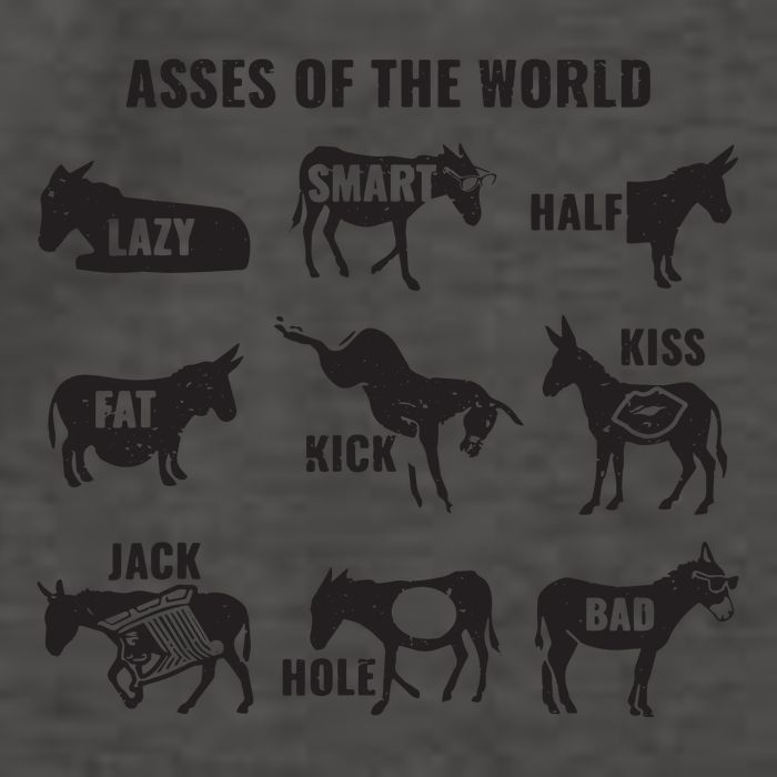 Asses The World Funny Lazy Smart Half Fat Kick Kick Donkey Vector Backpack