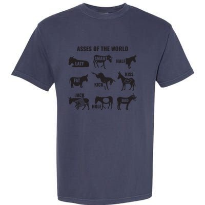 Asses The World Funny Lazy Smart Half Fat Kick Kick Donkey Garment-Dyed Heavyweight T-Shirt