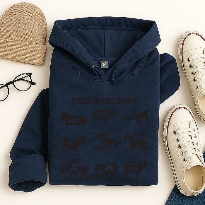 Asses The World Funny Lazy Smart Half Fat Kick Kick Donkey Hoodie