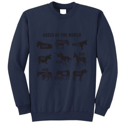 Asses The World Funny Lazy Smart Half Fat Kick Kick Donkey Sweatshirt