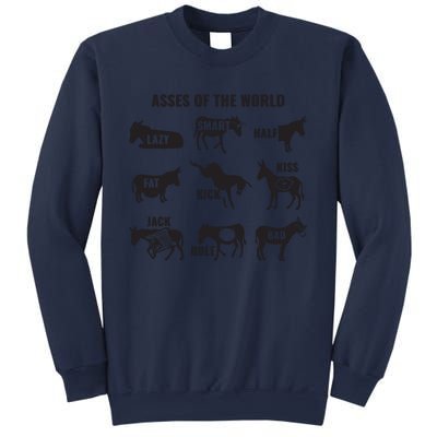 Asses The World Funny Lazy Smart Half Fat Kick Kick Donkey Sweatshirt