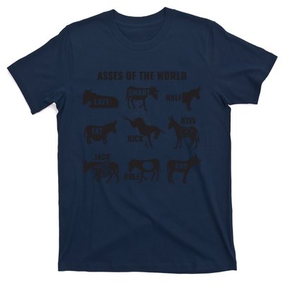 Asses The World Funny Lazy Smart Half Fat Kick Kick Donkey T-Shirt