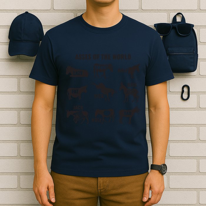 Asses The World Funny Lazy Smart Half Fat Kick Kick Donkey T-Shirt