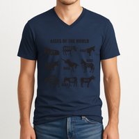 Asses The World Funny Lazy Smart Half Fat Kick Kick Donkey V-Neck T-Shirt