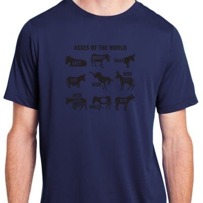 Asses The World Funny Lazy Smart Half Fat Kick Kick Donkey Adult ChromaSoft Performance T-Shirt