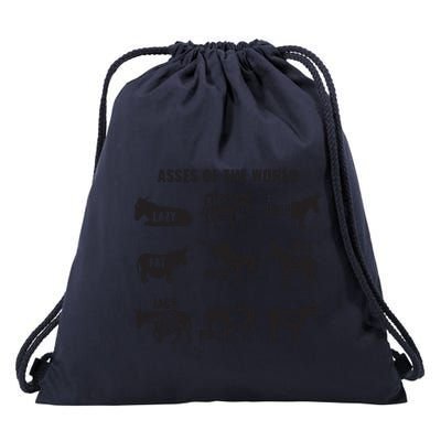Asses The World Funny Lazy Smart Half Fat Kick Kick Donkey Drawstring Bag