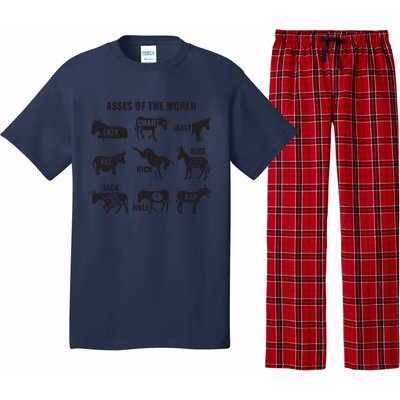 Asses The World Funny Lazy Smart Half Fat Kick Kick Donkey Pajama Set