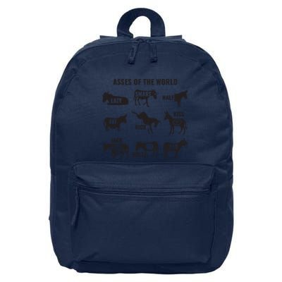 Asses The World Funny Lazy Smart Half Fat Kick Kick Donkey 16 in Basic Backpack
