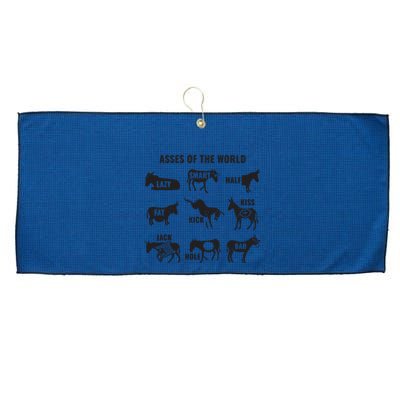 Asses The World Funny Lazy Smart Half Fat Kick Kick Donkey Large Microfiber Waffle Golf Towel