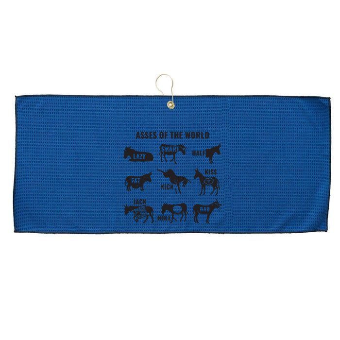 Asses The World Funny Lazy Smart Half Fat Kick Kick Donkey Large Microfiber Waffle Golf Towel