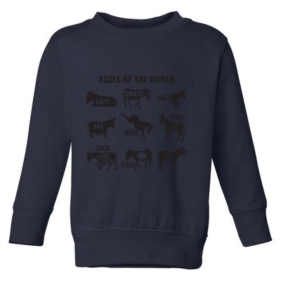 Asses The World Funny Lazy Smart Half Fat Kick Kick Donkey Toddler Sweatshirt