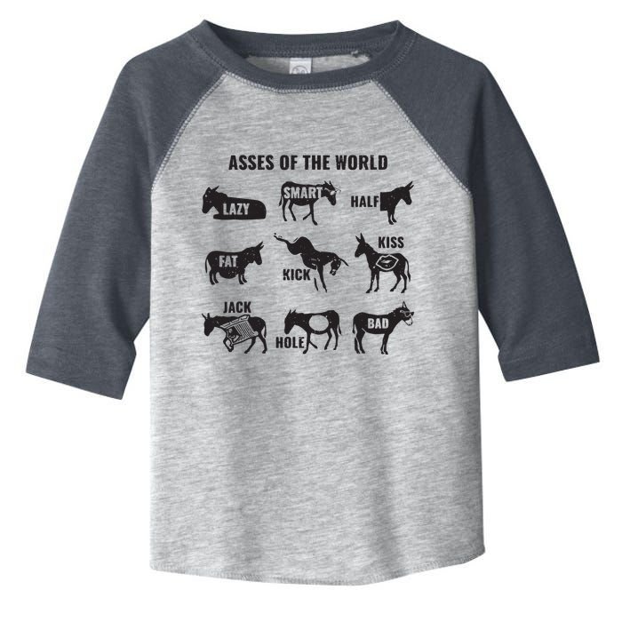 Asses The World Funny Lazy Smart Half Fat Kick Kick Donkey Toddler Fine Jersey T-Shirt