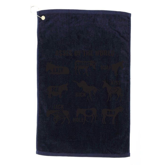 Asses The World Funny Lazy Smart Half Fat Kick Kick Donkey Golf Towel