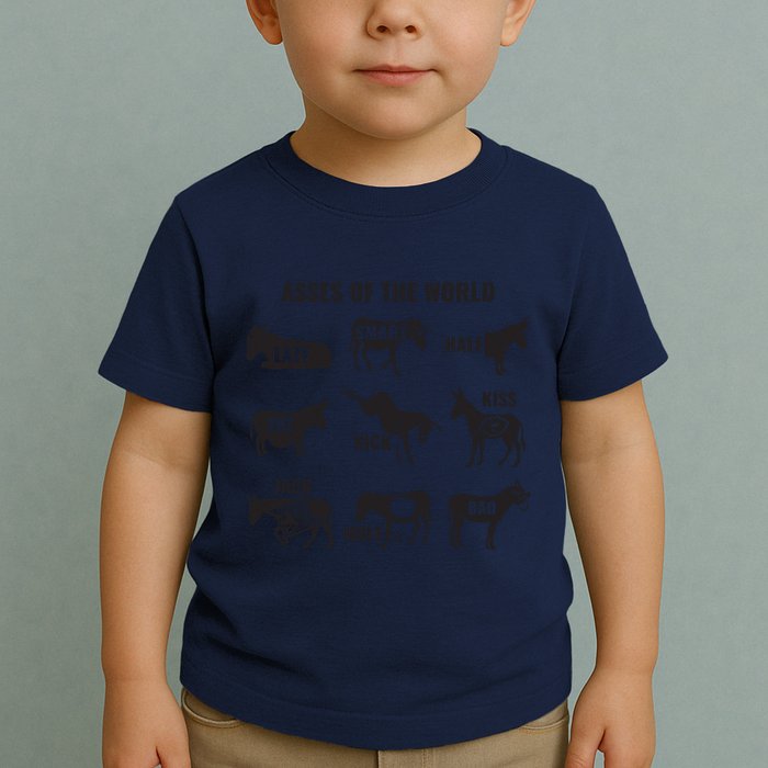 Asses The World Funny Lazy Smart Half Fat Kick Kick Donkey Toddler T-Shirt