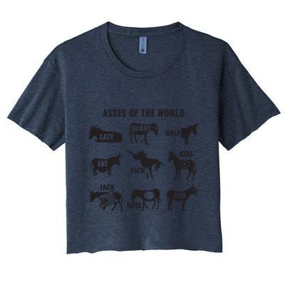 Asses The World Funny Lazy Smart Half Fat Kick Kick Donkey Crop Top